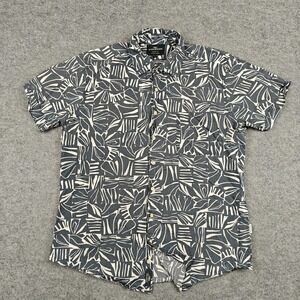 Rodd & Gunn Shirt Mens Large Blue Floral Italian Fabric Short Sleeve Button Up